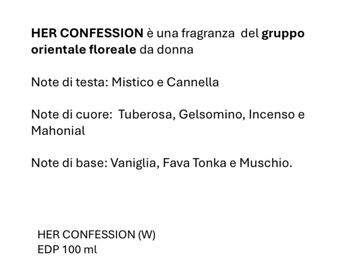 HER CONFESSION è una fragranza del gruppo orientale floreale da donna