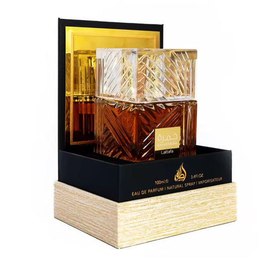 Lattafa Khamrah Fragranza Orientale Unisex con Note Speziate e Dolci 100ml - Profumo Energico e Intenso per Uomo e Donna
