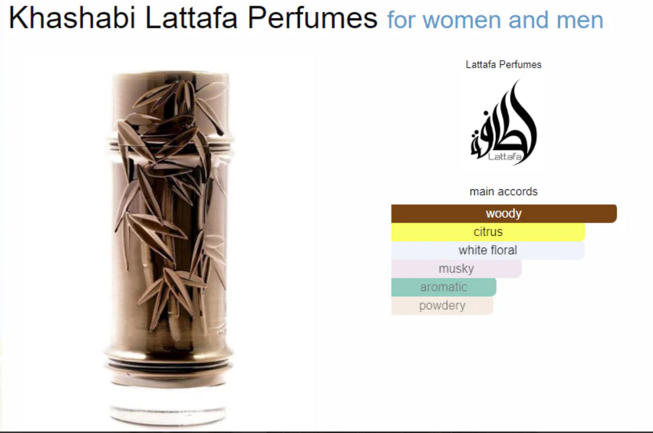 Khashabi Eau De Parfum Unisex by Lattafa
3.4oz/100ml Experience the Alluring Essence of Timeless
Fragrance