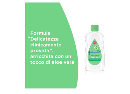 Johnson's Baby, Olio Idratante per bambini e neonati, con Aloe Vera, Senza Coloranti Solfati Ftalati e Alcol, Ideale per Tutta la Famiglia, 500ml