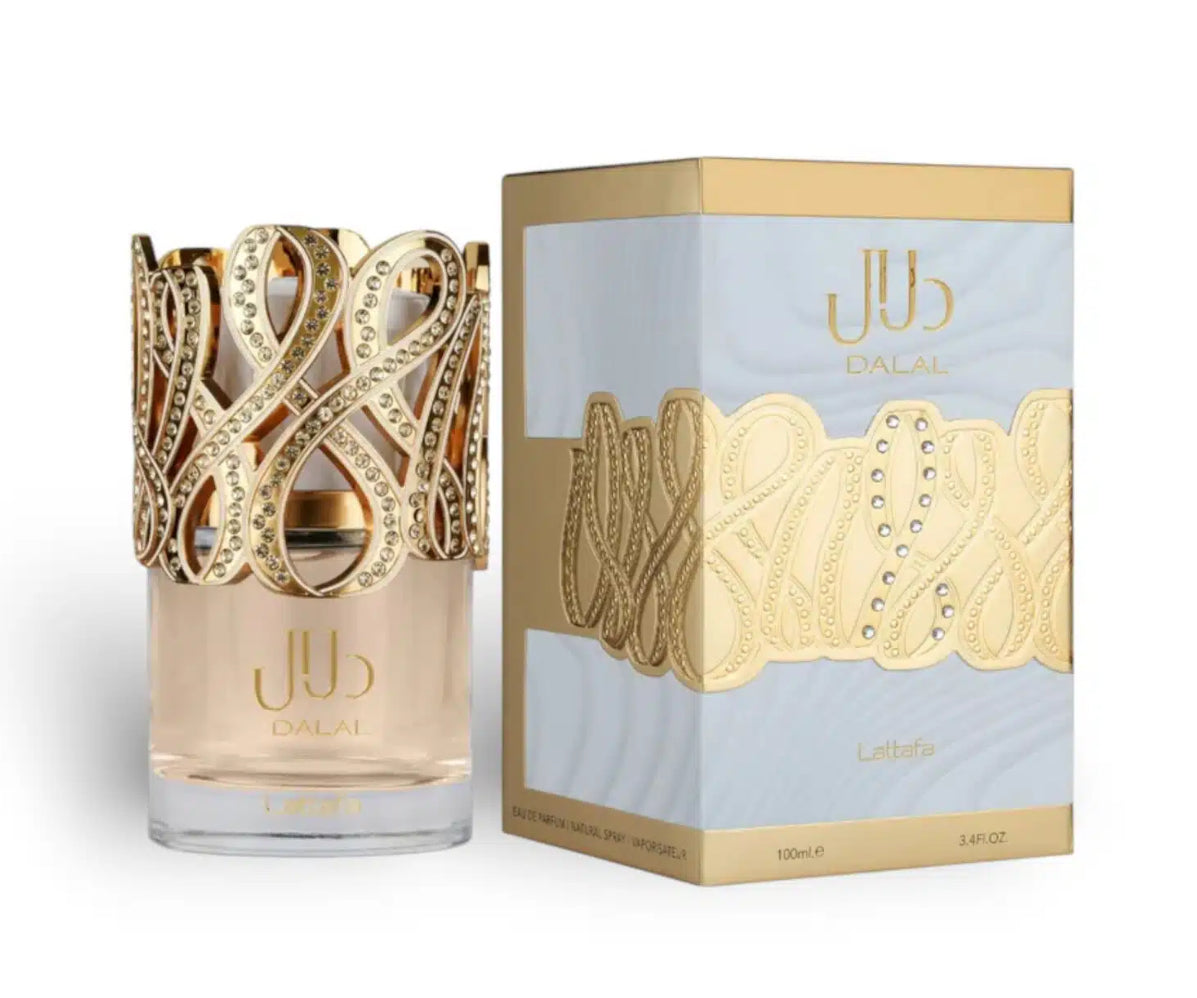 Lattafa Dalal l'Eau de Parfum , una fragranza femminile floreale, fruttata e gourmand.
