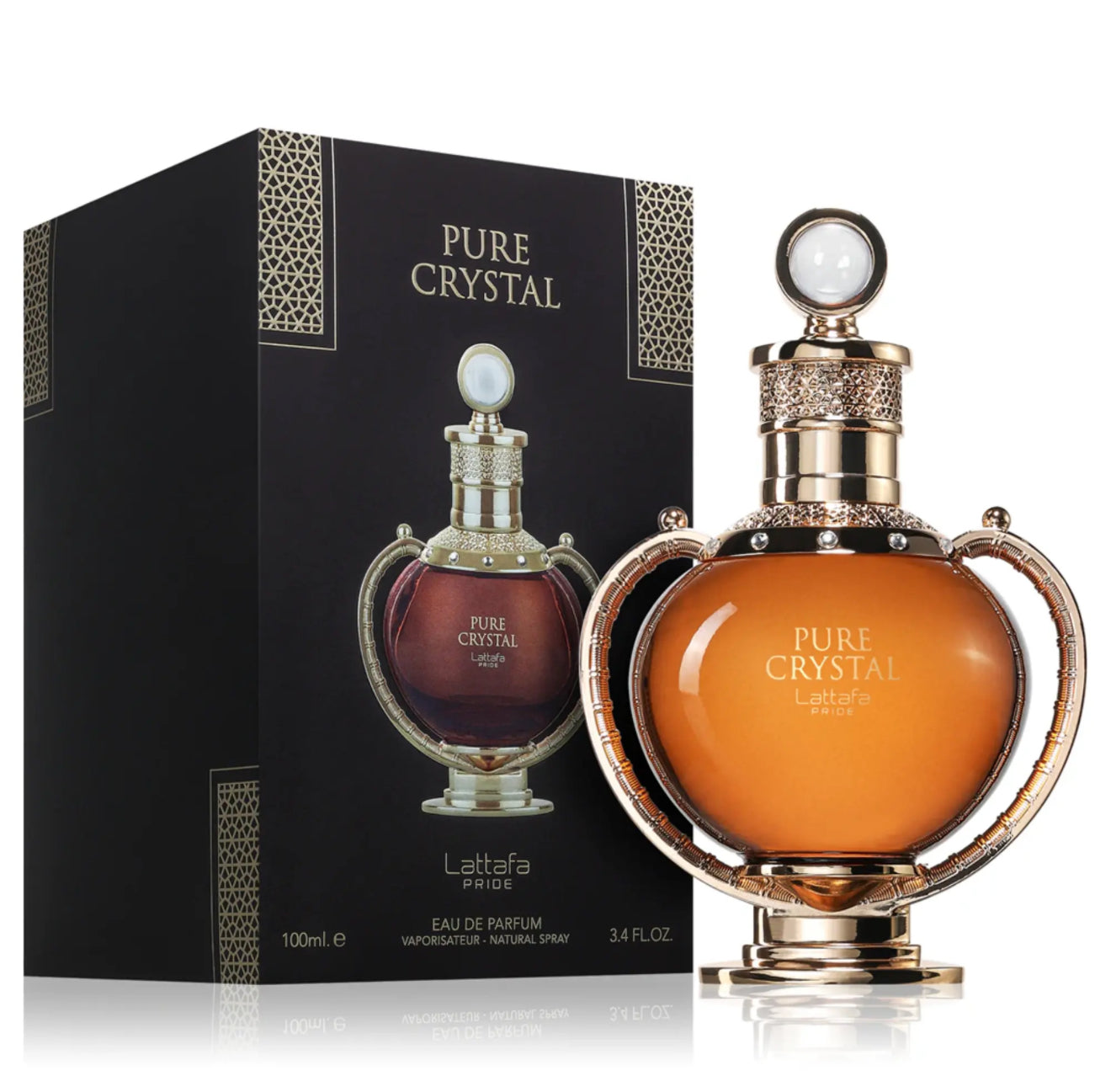 profumo Pure Crystal di Lattafa Pride. Si tratta di una fragranza unisex descritta come elegante e moderna