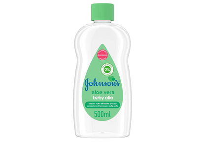 Johnson's Baby, Olio Idratante per bambini e neonati, con Aloe Vera, Senza Coloranti Solfati Ftalati e Alcol, Ideale per Tutta la Famiglia, 500ml