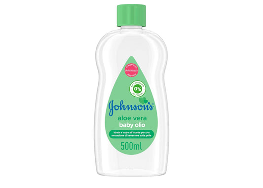 Johnson's Baby, Olio Idratante per bambini e neonati, con Aloe Vera, Senza Coloranti Solfati Ftalati e Alcol, Ideale per Tutta la Famiglia, 500ml