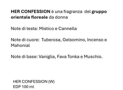 HER CONFESSION è una fragranza del gruppo orientale floreale da donna