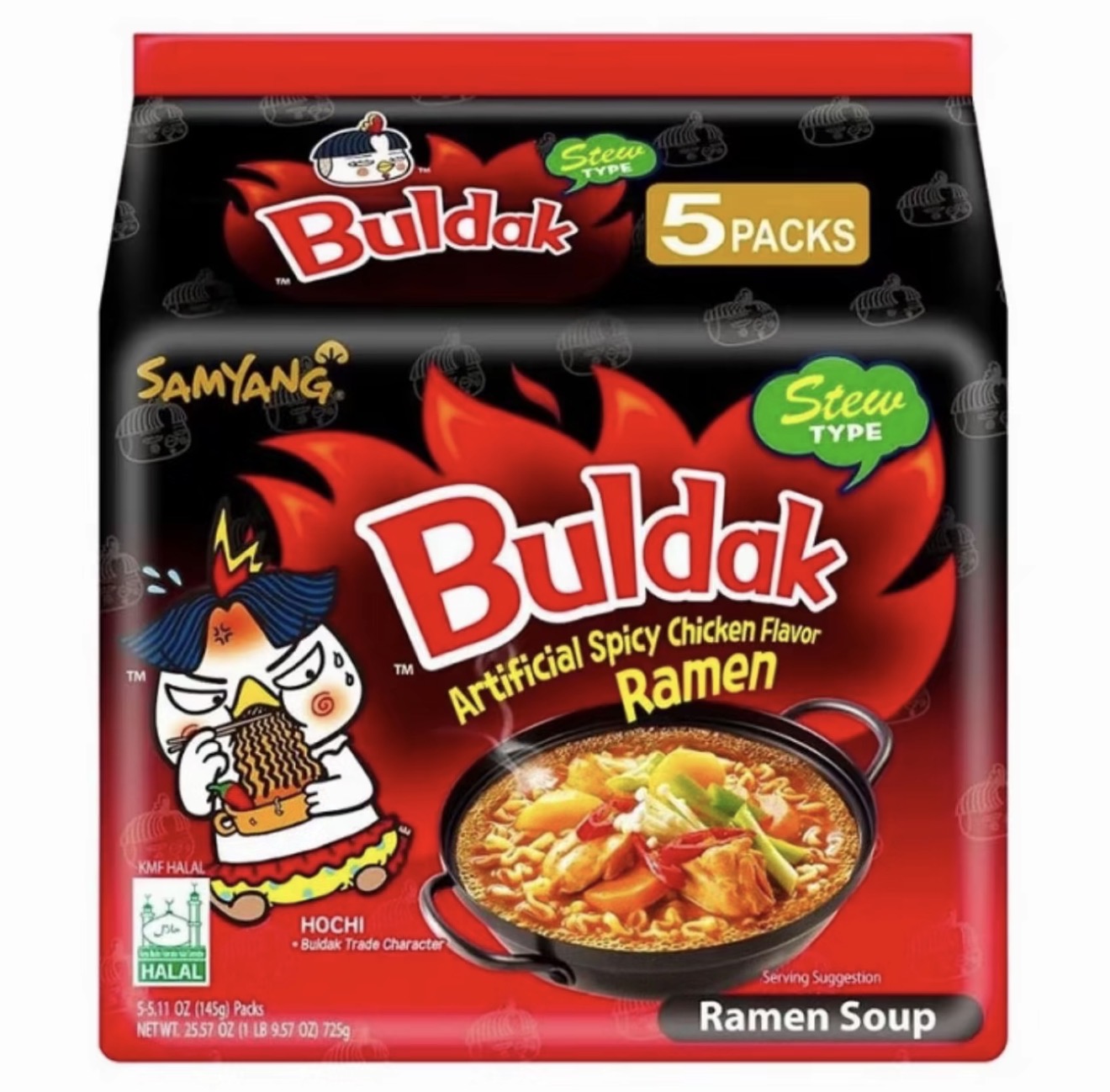 Ramen Soup Buldak Samyang Spicy Chicken Flavour Soup 5 x 145 g